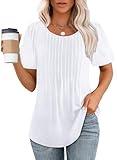 Womens Short Sleeve Tops White Blouses Business Casual Plus Size Women's Clothing T Shirts Spring Summer Beach Vacation Clothes for Women 3XL