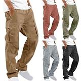 Cargo Pants for Men Stretch Casual Joggers Athletic Pants Cotton Loose Baggy Tactical Pants Straight Leg Sweatpants Prime of Day Deals Today 2024 Men Cargo Work Pants Khaki 2X
