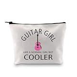 XYANFA Guitar Girl Player Gift Guitar Makeup Bag Guitar Lover Gift Playing Guitar Musicians Gift Cosmetic Pocket Zipper Bag (Cotton, GUITAR GIRL)