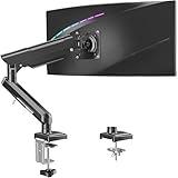 Single Monitor Desk Mount, 13-32 inch Adjustable Gas Spring Monitor Arm, Computer Display Stand Holder with Clamp and Grommet Base, Fits 4.4 to 22lbs Screens, VESA Mount Bracket, Black, Freelift Pro