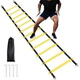 1/2/4 Pack 12 Rungs Agility Ladder Set, Speed Training Ladder with Steel Stakes and Carry Bag for Soccer, Speed Fitness Feet Training (1 Pack, 12 Rungs)