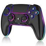 MYSTILUCK Wireless Controller Compatible with PS-5/Pro/PC/MAC/iOS/Android10/Steam Deck, Gamepad with 7 Colors RGB Lighting/Dual Vibration/Turbo/6 Axis Gyro Sensor/Programmable/Headset Jack/1500 mAh Battery