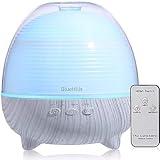 BlueHills Premium Essential Oil Diffuser with Remote Cute Aromatherapy Humidifier Large Capacity Coverage Area for Home Room Office Long 12 Hour Run Timer Lights White Wood Grain-S01-600ML
