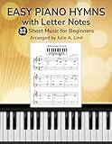 EASY PIANO HYMNS with Letter Notes: Sheet Music for Beginners