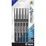 Pilot, Precise V7, Capped Liquid Ink Rolling Ball Pens, Fine Point 0.7 mm, Black, Pack of 5