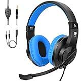 BlueFire Kids Headphones for Online School, Children, Teens, Boys, Girls, 3.5mm Stereo Over-Ear Gaming Headphone with Microphone and Volume Control for PS4, PS5, New Xbox One（Blue）