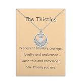 WUSUANED Scottish Thistle Flower Necklace Scotland Thistle Charms Pendant Thistle Lover Gift Scottish Jewelry