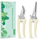 Pruning Shears, 2PACK Sharp Handheld Garden Shears, Stainless Steel Gardening Scissors with Straight & Bypass Blade, Garden Clippers for Flowers, Plants, Fruit Trees - Gardening Gifts for Women & Men