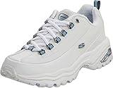 Skechers womens Premiums fashion sneakers, White/Blue, 6.5 US