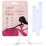 Yeefeoch Fashion Transparent Tape Double Sided Tape for Women Clothes & Dress,Body and Boob, Seamless Style Support and Skin-Friendly Adhesive for All Fabric&Complexion (100 Strips)