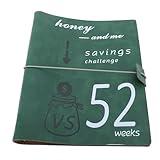 52 Week Money Saving Challenge Book Premium Leather PP Film Reusable Budget Planner with Cash Stuffing Envelopes for Couples Families (Green)