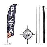 Vispronet Pizza Feather Flag Kits - 13.5ft Flag Complete Pole Set, Cross Base and Weight Bag – Great For Businesses, Storefronts, Sales - Printed in The USA
