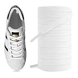 UamGlsob Cotton Shoelaces for Adidas Superstar Samba Gazelle Sneakers, 5/16"(8mm) Athletic Shoe Strings Replacement Laces(White, 54"/140cm)