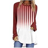 Prime Big Deals Day Event Page Women Crewneck Sweatshirts Long Sleeve Striped Ombre Color Pullover Plus Size Loose Fit Casual Comfy Fall Tunics Tops Tops De Mujer