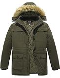 Soularge Men's Big and Tall Winter Warm Insulated Utility Jacket Coat with Hood (Army green, 4X)