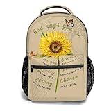 Giwawa Vintage Sunflower Backpacks Christian Inspirational Floral Butterfly Kids School Bag Daypack for Girls Women Men Boys Travel Adjustable Shoulder Strap Multi Pockets Laptop Bookbag