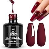 Beetles Dark Red Gel Polish, 15ml Full Maroon Red Gel Nail Polish Soak Off Nail Art Manicure Salon DIY Design at Home Gifts for Woman