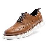 Cusolemore Dress Shoes for Men, Brown Casual Sporty Dress Oxfords, PU Leather Formal Sneakers, Comfortable Wingtip Brogue Business Shoes, Non Slip Rubber Outsole Size 12