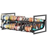 iSPECLE Can Organizer for Pantry with Adjustable Dividers, Fit Various Food Cans Sizes, Hold 60 Cans Auto Rolling Easy Access, Extendable Can Storage Organizer Better Fit Pantry Shelf Space, Black