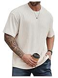 Men's Big and Tall Shirts Textured Knit Tshirt Shirts Casual Summer Tops Trendy Apricot 5XL