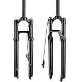 BOLANY 27.5/29inch Bike Suspension Fork 34mm Stanchions 1-1/8 Thread-less Straight Steerer 120mm Travel MTB Air Fork with Damping Rebound Adjustment (Remote, 29inch)