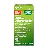 Amazon Basic Care 24 Hour Allergy Relief, Cetirizine Hydrochloride Tablets, 10 mg, 300 Count (Packaging may vary)