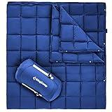 KingCamp Ultralight Camping Blanket, Packable Down Alternative Puffy Wearable Blankets Weatherproof Warm Package Quilt with Snap Buttons for Outdoor Hiking Travel Picnic Stadium (80" x 60", NAVY)