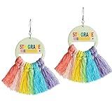 Funny Teacher Student Dangle Earrings First Day of School Earrings with Colorful Tassel Back to School Earrings for Women Teacher Appreciation Jewelry-5th Grade