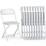 9 PACK White Foldable Plastic Chair | Folding & Stackable | 350 lbs Capacity Steel Frame Seats for Indoor Outdoor | Commercial Use Events Wedding Party Events Bulk Picnic Kitchen Dining