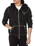 True Religion Men's Big T Zip Up Hoodie, Jet Black, Large