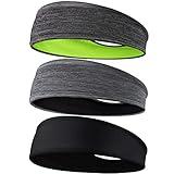 Braylin Men's Headbands, 3-Pack Head Band for Men, Sport Sweatbands for Running Fitness Yoga Cycling, Sweat Wicking Non Slip