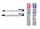 Tombow Mono Zero Eraser Set Includes Round & Square Eraser Holders (4 Total) & Refills (Choose Color) - Silver