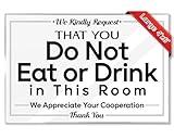 Essentials For Hosts-We Kindly Request That You Do Not Eat or Drink in This Room Sign-4"x6" Acrylic Sign w/Mounting Tape Included - Clear, Easy-to-Read Design for Rental Home, Office, or Event Spaces