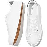 FRACORA Mens White Tennis Shoes Low Top Fashion Sneakers PU Leather Casual Shoes for Men(White, US11)