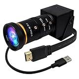 ELP 4K USB3.0 HDMI USB Camera Manual Zoom Webcam 4K 60fps PC Camera Mini Close-up Camera for Computer H.264 Telescope USB Security Camera 8mp Industrial CCTV Camera (5-50mm 10X Zoom Lens)