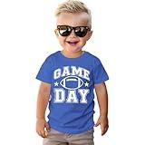Toddler Girl Boy Football Shirt Funny Game Day T-Shirt Short Sleeve Kids Football Outfit Summer Sports Fans Tee Top (Blue-A, 4-5T)