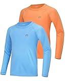Boys UPF 50+ Swim Shirt Long Sleeve, 1 or 2 Pack UV Sun Protection Rash Guard, Youth Kids SPF Water Shirts for Beach Surf
