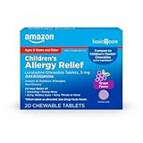 Amazon Basic Care Children's Allergy Relief, Loratadine Chewable Tablets, 5 mg, Grape Flavored, Ages 2 and up, 20 Count