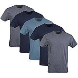 Gildan Men's Crew T-Shirts, Multipack, Style G1100, Navy/Heather Navy/Indigo Blue (5-Pack), Medium