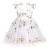 Baby Girls' Special Occasion Dresses: Toddler Flower Princess Tutu Tulle Floral Wedding Dress Graduation Pageant Prom Formal Dresses for Baby&Toddler Summer Outfit White 18-24 Months