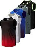 Liberty Imports Pack of 5 Men's Stretch Cool Dry Muscle Tank Tops Athletic Crewneck Sleeveless Workout Shirts (Black/White/Gray/Gradient Red/Gradient Blue, XX-Large)