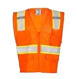 Kishigo Unisex High Visibility Reflective All Mesh Contrast Vest 1196, Zipper Closure, Polyester, ANSI 107 Type R / Class 2, Multiple Pockets, Roadwork, Utility, Emergency Response (Orange, 5X)