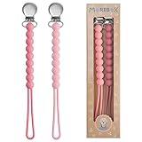 Pacifier Clips Baby Girls - MORIBOX Paci Clip Soothe Baby Binky Holder for Shower Birthday Gift 2 Pack