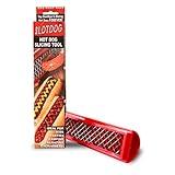 SLOTDOG - Hot Dog Slicing Tool - Stainless Steel Cutter Blades for Kitchen, Grilling, Tailgating, Camping and Backyard Outdoor BBQ - 10 inch - Red