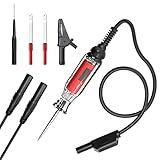 Goupchn Heavy Duty 3-48V Digital LCD Circuit Tester Test Light with Extra 3.3ft Extension Lead Wire Car Truck Vehicles Low Voltage Tester with Stainless Probe, Wire Piercing Probes and Alligator Clip