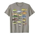 Fishing-Shirt Types Freshwater Fish Funny Bass Dad Graphic T-Shirt