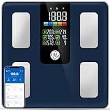 GE Scale for Body Weight Smart: Digital Bathroom Body Fat Scales 500lbs for BMI Muscle Bluetooth Smart Weight Monitor 11.8" Large Platform Weighing Machine Health Analyzer with App Dark Blue