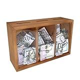 Mczxon Wooden Give Save Spend Money Saving Box for Kids, Money Coin Savings Piggy Bank Jar Box for Kids Safe Money Saver, Teach Children About Giving Saving Giving Money Piggy Box for Boys Girls