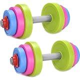 Kids Workout Dumbbell Weights Set - Toddler Toy Gym Equipment for Pretend Play Lifting, Exercise & Fitness - Adjustable Fill with Sand or Water (2 Pack)