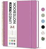 Taja Spiral Lined Notebook, 8.5"x11" Notebooks for Work, Large A4 Journal for Women & Men, College Ruled Journaling Notebook for Writing, Plastic Cover Spiral Journal, Purple
